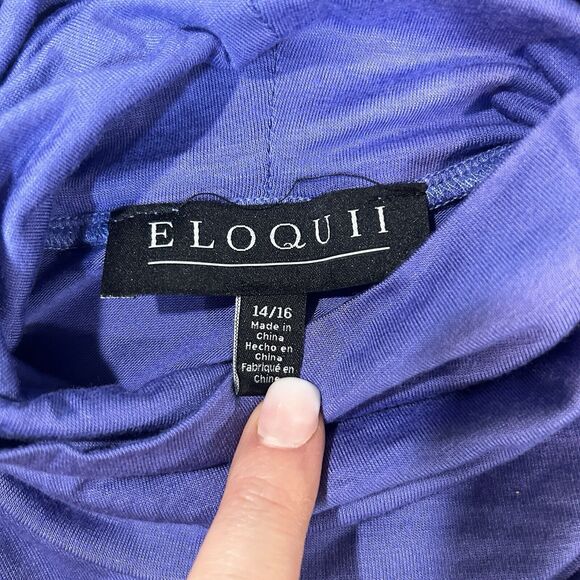 Eloquii Womens Long Sleeve Top 14 Turtleneck Purple Stretchy Basic Winter Wear - Picture 3 of 9